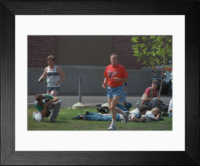 Framed Print : George Bush Jogging Framed Print : George Bush Jogging