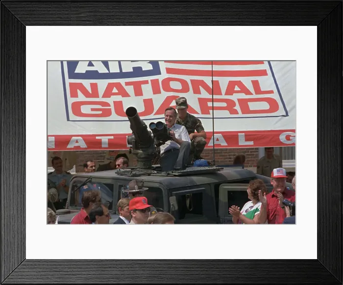 Framed Print : George Bush Aiming Missile Launcher Framed Print : George Bush Aiming Missile Launcher