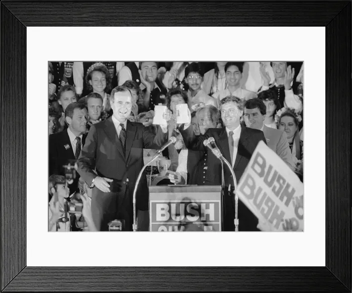 Framed Print : George Bush and Dan Quayle Lifting Beer Mugs Framed Print : George Bush and Dan Quayle Lifting Beer Mugs