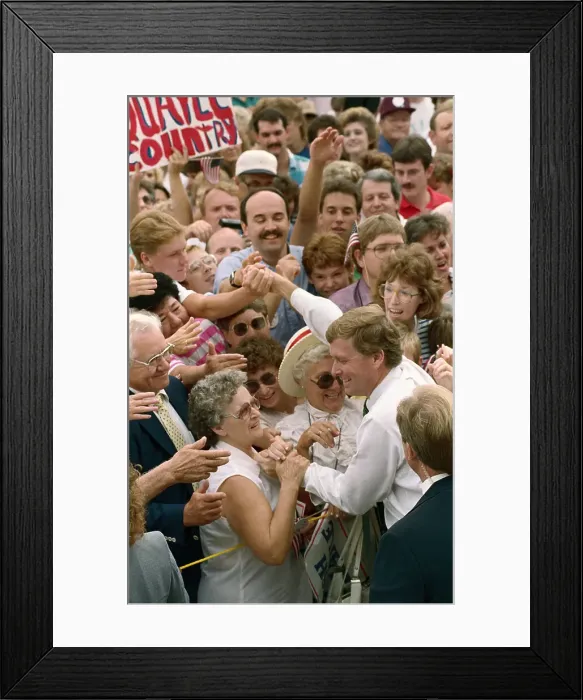 Framed Print : Dan Quayle Greeting Supporters Framed Print : Dan Quayle Greeting Supporters