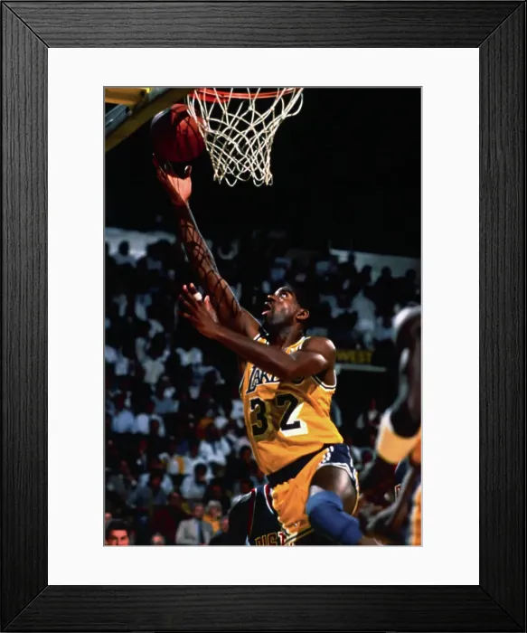 Framed Print : Magic Johnson Going for Basket Framed Print : Magic Johnson Going for Basket