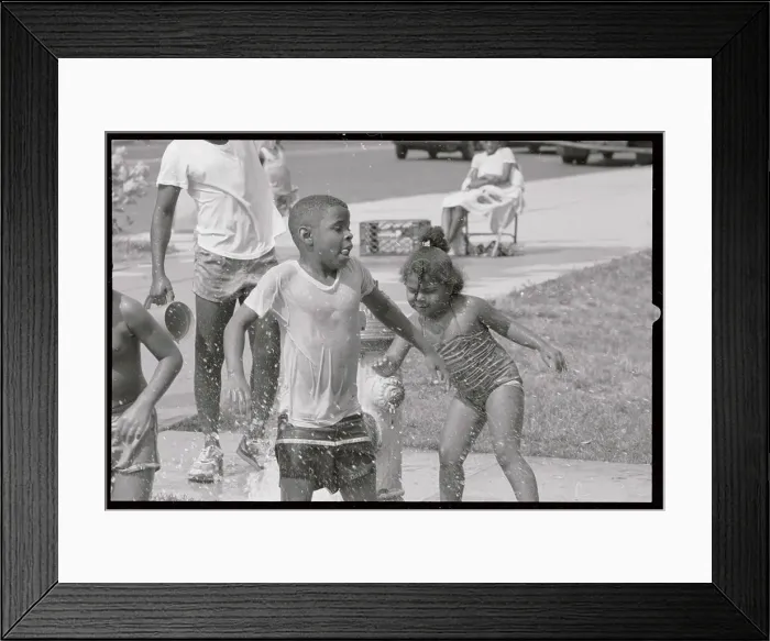 Framed Print : Children Playing in Water Hydrant