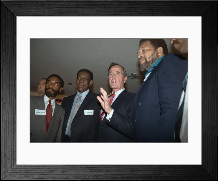 Framed Print : George Bush with Members of the Black Coalition Framed Print : George Bush with Members of the Black Coalition