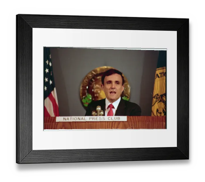 Framed Print : Rudolph Giuliani Speaking Into Microphone Framed Print : Rudolph Giuliani Speaking Into Microphone