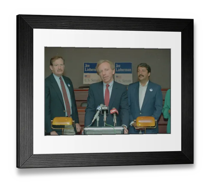 Framed Print : Joseph Lieberman Attending News Conference Framed Print : Joseph Lieberman Attending News Conference