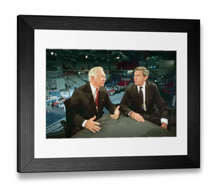 Framed Print : Walter Cronkite and Dan Rather Broadcasting Framed Print : Walter Cronkite and Dan Rather Broadcasting