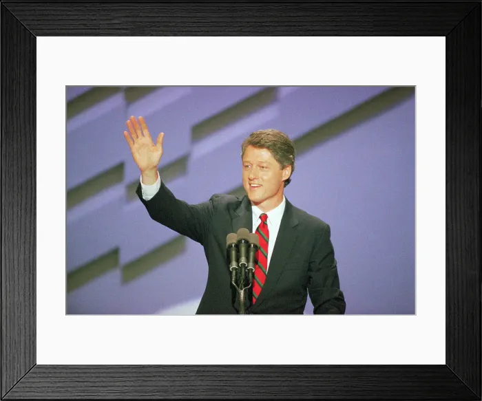 Framed Print : Bill Clinton Waving Framed Print : Bill Clinton Waving