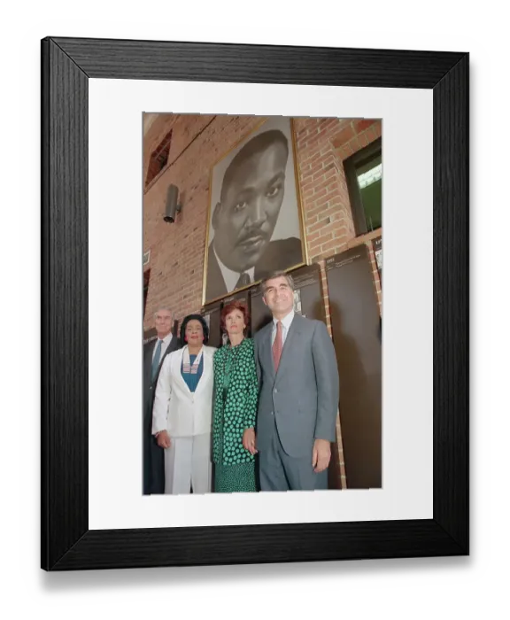Framed Print : Michael Dukakis and Others Posing Under Martin Luther King Jr. Portrait Framed Print : Michael Dukakis and Others Posing Under Martin Luther King Jr. Portrait