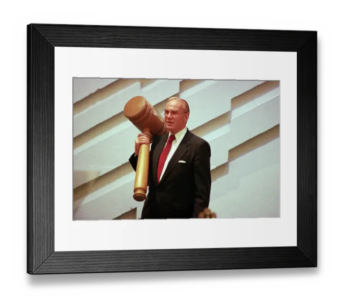 Framed Print : Jim Wright Holding Big Gavel Framed Print : Jim Wright Holding Big Gavel