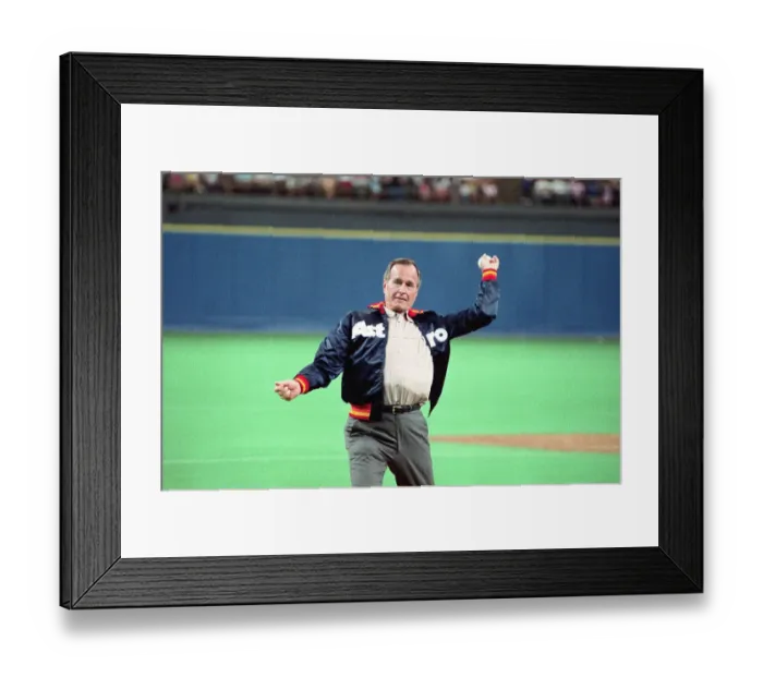 Framed Print : George Bush Throwing Baseball Framed Print : George Bush Throwing Baseball