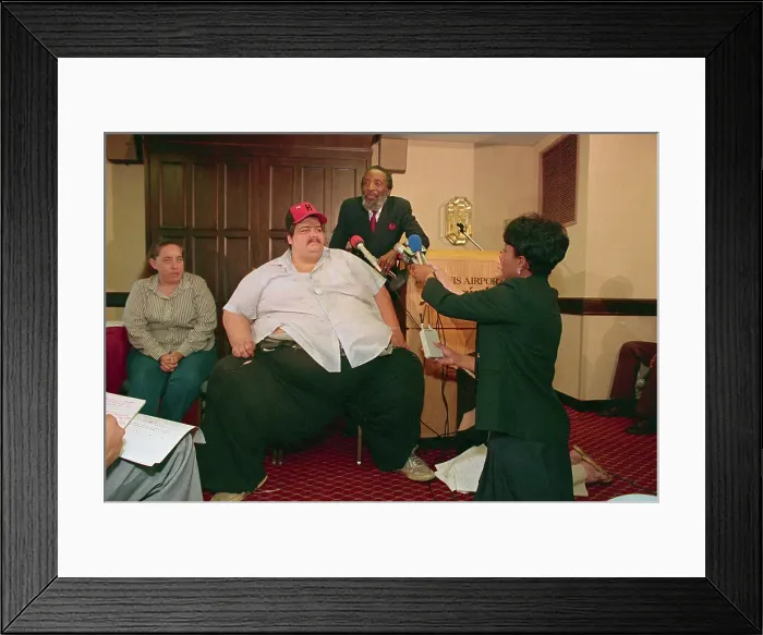Framed Print : Reporters Interviewing Steve Nellis Framed Print : Reporters Interviewing Steve Nellis