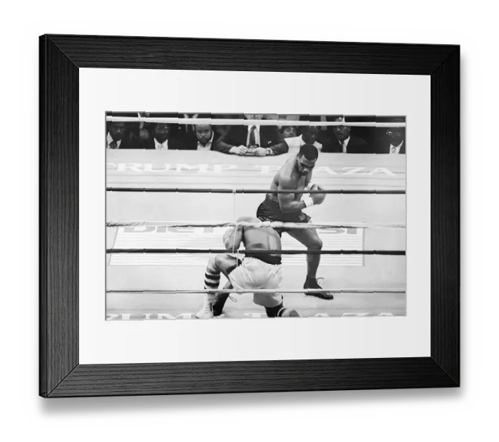 Framed Print : Michael Spinks Kneels As M.Tyson Punches Framed Print : Michael Spinks Kneels As M.Tyson Punches