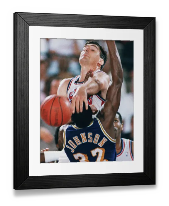 Framed Print : Basketball Player Blocking Shot Framed Print : Basketball Player Blocking Shot