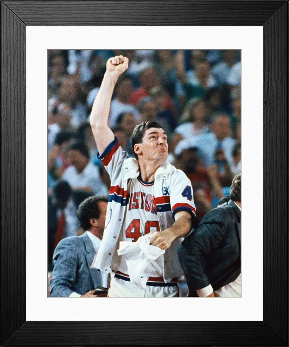 Framed Print : Detroit Pistons Bill Luimbeer Raising His Arm in Jubilation Framed Print : Detroit Pistons Bill Luimbeer Raising His Arm in Jubilation