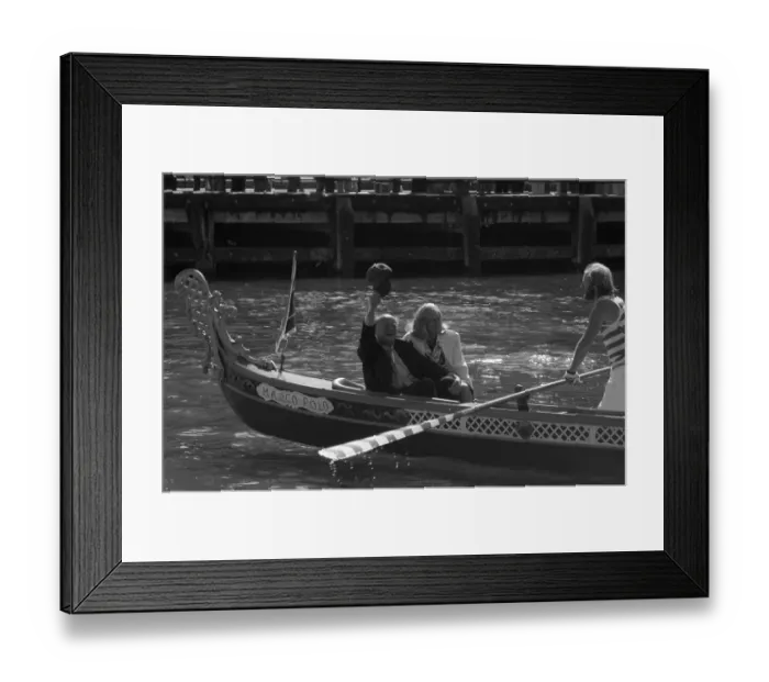 Framed Print : Ed Koch. Mayor Ed Koch and Diane M. Coffey ride aboard one of three Venetian Framed Print : Ed Koch. Mayor Ed Koch and Diane M. Coffey ride aboard one of three Venetian