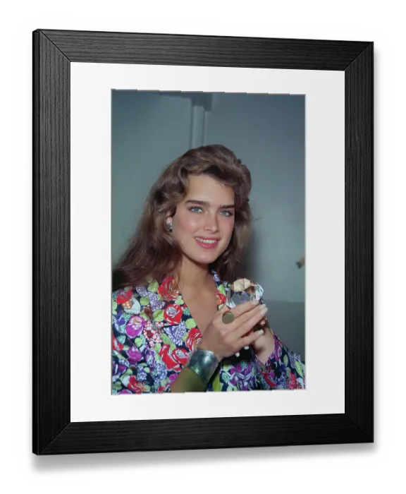 Framed Print : Brooke Shields Holding Fake Diamond Framed Print : Brooke Shields Holding Fake Diamond