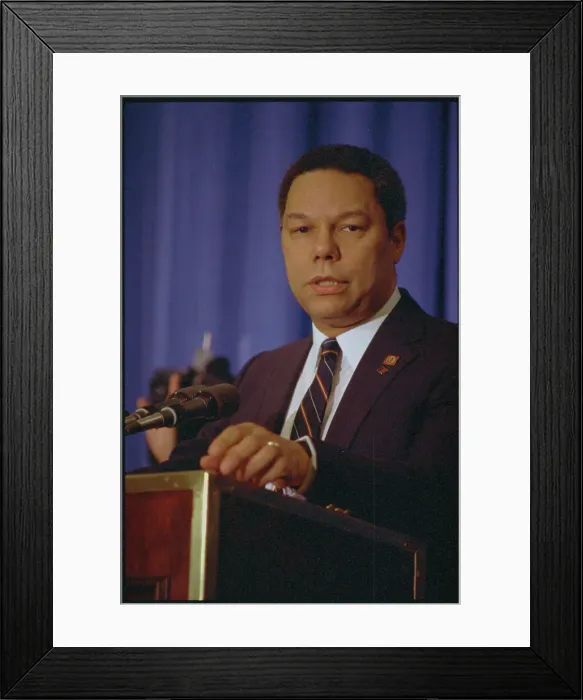 Framed Print : Colin Powell at Press Conference Framed Print : Colin Powell at Press Conference
