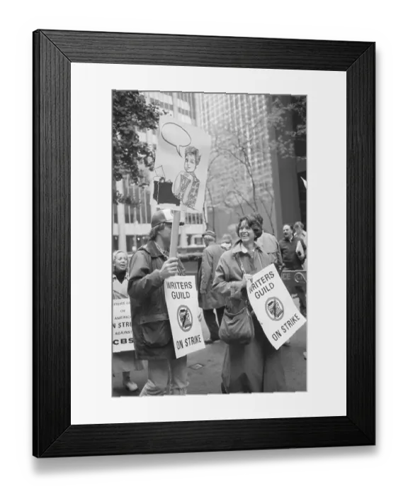 Framed Print : Writers Guild Strikers Picket CBS Framed Print : Writers Guild Strikers Picket CBS