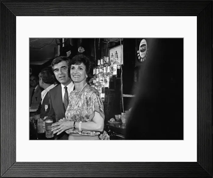 Framed Print : Michael and Kitty Dukakis Enjoying a Beer Framed Print : Michael and Kitty Dukakis Enjoying a Beer