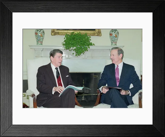 Framed Print : Ronald Reagan and James Baker III Conversing Framed Print : Ronald Reagan and James Baker III Conversing