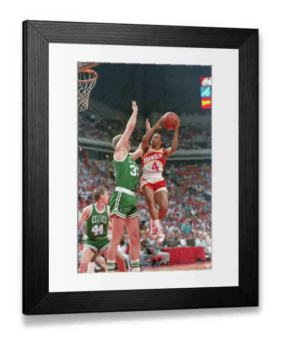 Framed Print : Spud Webb Jumping for Basket Framed Print : Spud Webb Jumping for Basket