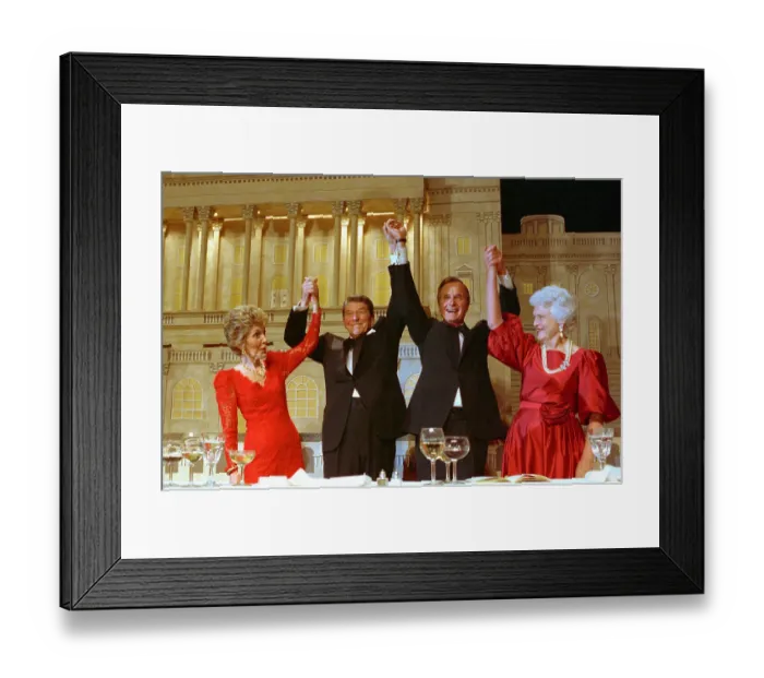 Framed Print : Ronald Reagan and George Bush with Their Wives Framed Print : Ronald Reagan and George Bush with Their Wives