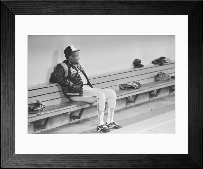Framed Print : Frank Robinson Sitting Alone in Dugout Framed Print : Frank Robinson Sitting Alone in Dugout