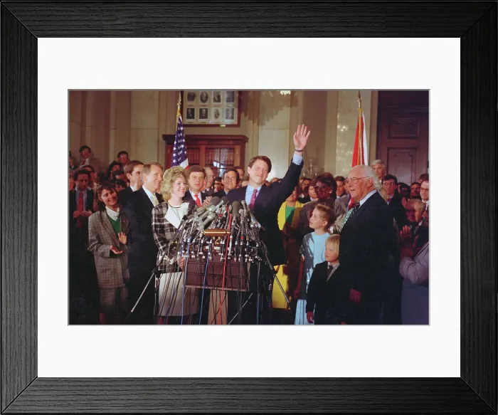 Framed Print : Al Gore Waving Hand with His Wife Framed Print : Al Gore Waving Hand with His Wife