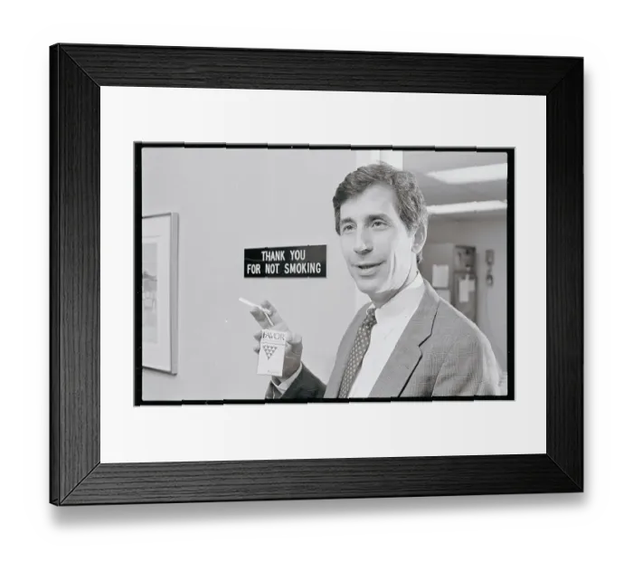 Framed Print : Dr. Norman Jacobson Holding Cigarette Invention Framed Print : Dr. Norman Jacobson Holding Cigarette Invention