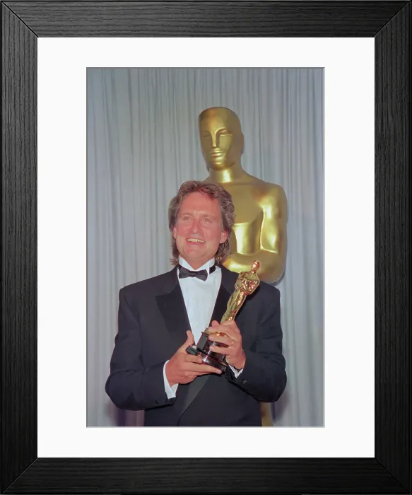 Framed Print : Michael Douglas Posing with Oscar Framed Print : Michael Douglas Posing with Oscar