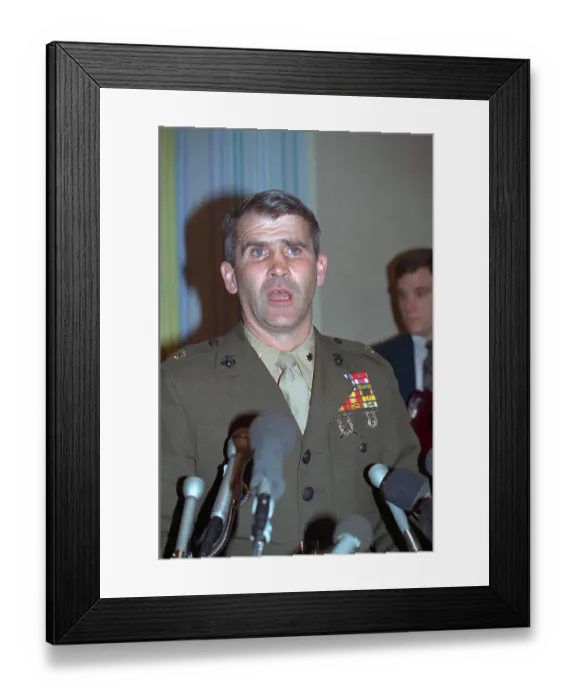 Framed Print : Oliver North at Press Conference Framed Print : Oliver North at Press Conference