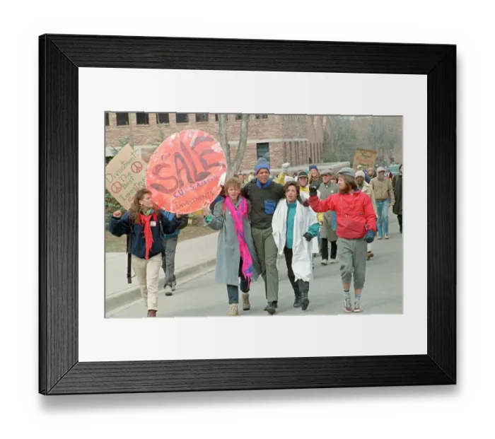 Framed Print : Students Marching with Protest Signs Framed Print : Students Marching with Protest Signs