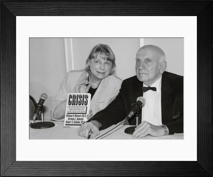 Framed Print : Virginia Johnson and William Masters at Press Conference Framed Print : Virginia Johnson and William Masters at Press Conference