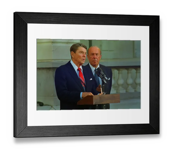 Framed Print : Ronald Reagan with George Shultz Framed Print : Ronald Reagan with George Shultz