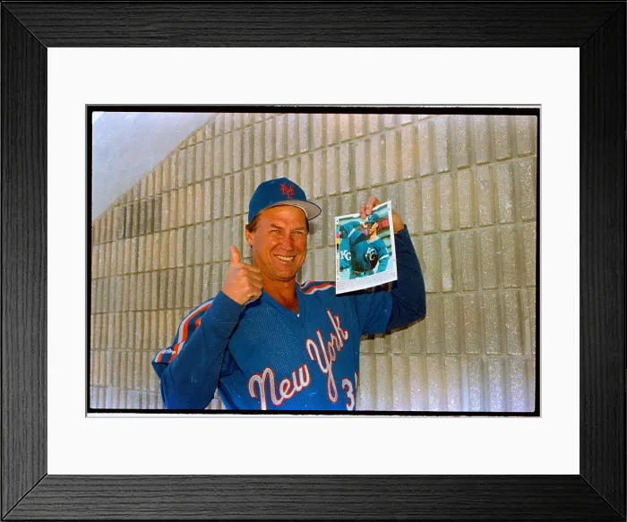 Framed Print : Mel Stottlemyre Showing off Picture of Son Framed Print : Mel Stottlemyre Showing off Picture of Son