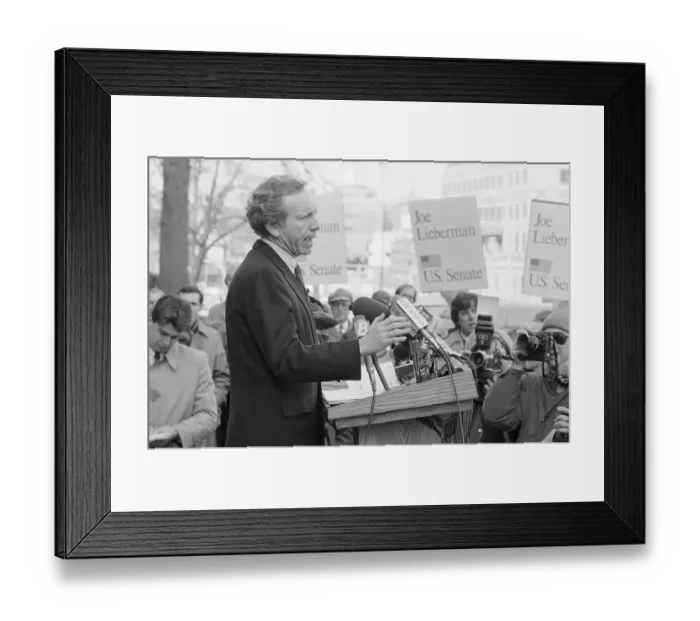 Framed Print : Joseph Lieberman at Campaign Podium Framed Print : Joseph Lieberman at Campaign Podium