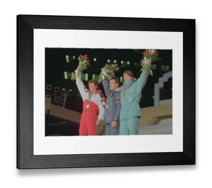 Framed Print : Olympic Champs Waving Bouquets Framed Print : Olympic Champs Waving Bouquets