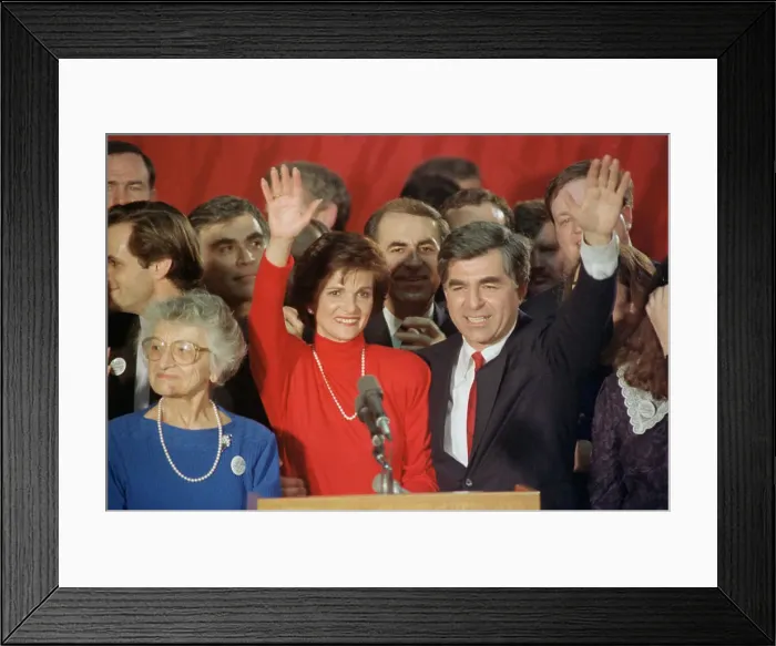 Framed Print : Michael Dukakis and Wife Waving to Supporters Framed Print : Michael Dukakis and Wife Waving to Supporters