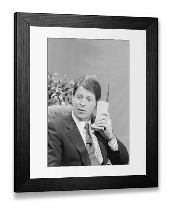 Framed Print : Senator Albert Gore Uses Cellular Phone Framed Print : Senator Albert Gore Uses Cellular Phone