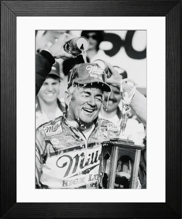 Framed Print : Race Car Driver Bobby Allison Holding Large Trophy Framed Print : Race Car Driver Bobby Allison Holding Large Trophy