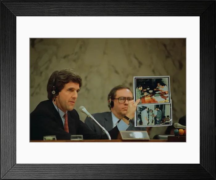 Framed Print : Senator Kerry Displaying Photos of Fidel Castro Framed Print : Senator Kerry Displaying Photos of Fidel Castro