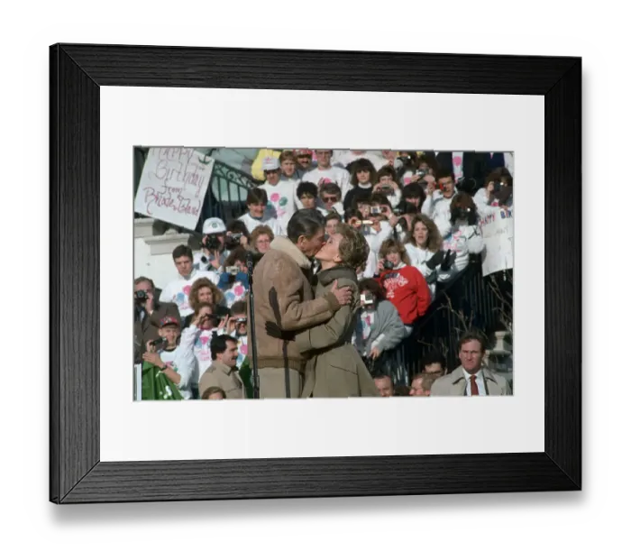 Framed Print : Ronald Reagan and Wife Nancy Kissing Framed Print : Ronald Reagan and Wife Nancy Kissing