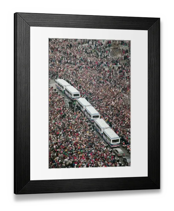 Framed Print : Massive Crowd Surrounding Redskins Buses Framed Print : Massive Crowd Surrounding Redskins Buses