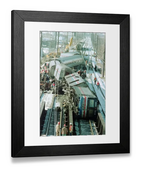 Framed Print : Wreckage of Derailed Amtrak Train Framed Print : Wreckage of Derailed Amtrak Train
