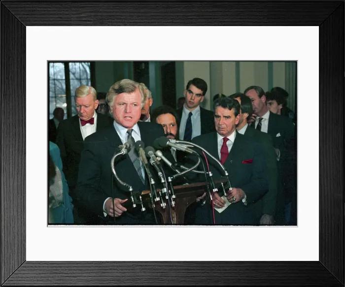 Framed Print : Edward Kennedy and George McDonald at News Conference