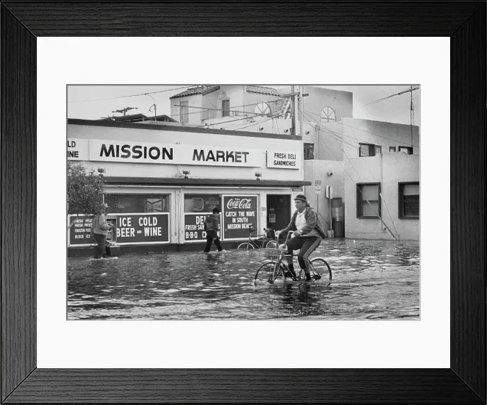 Framed Print : Biking Through Flood Waters Framed Print : Biking Through Flood Waters