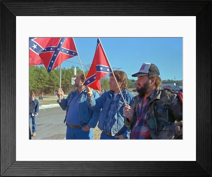 Framed Print : White Supremacists Waving Confederate Flags