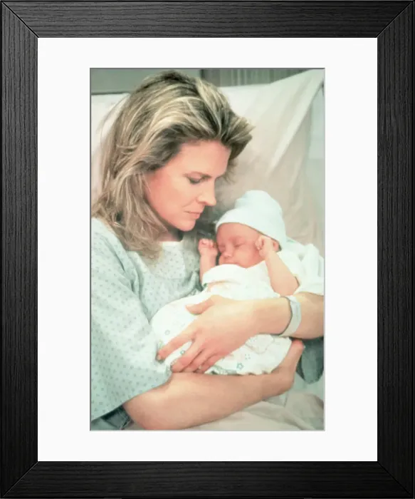 Framed Print : Murphy Brown and Infant Son Avery Framed Print : Murphy Brown and Infant Son Avery