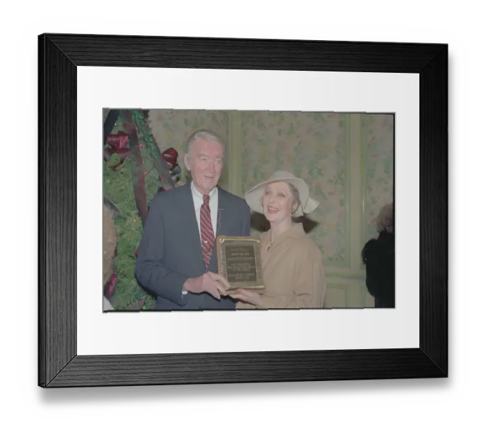 Framed Print : Loretta Young and Jimmy Stewart Holding Award Framed Print : Loretta Young and Jimmy Stewart Holding Award