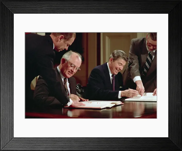 Framed Print : Gorbachev And Reagan Signing Pact Framed Print : Gorbachev And Reagan Signing Pact